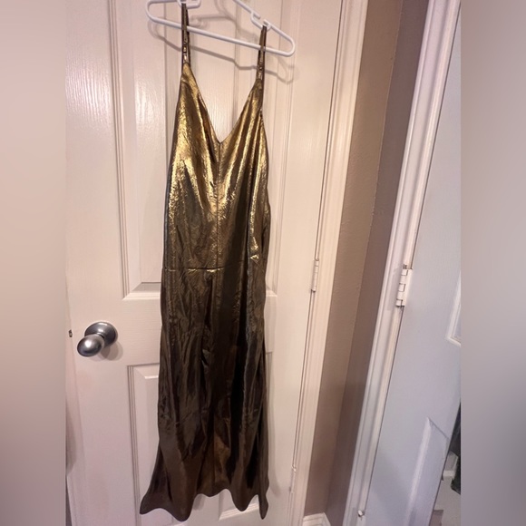 Express size S metallic gold slip midi dress - Picture 3 of 9